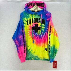 Lifeguard Tie Dye Hoodie XXL Pullover Sweatshirt Casual Hippie Comfy Vacation